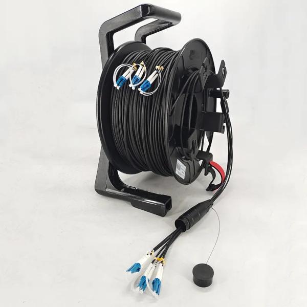 OEM Retractable Tactical Fiber Optic Cable 100m 200m 500m Armored Patch Cord