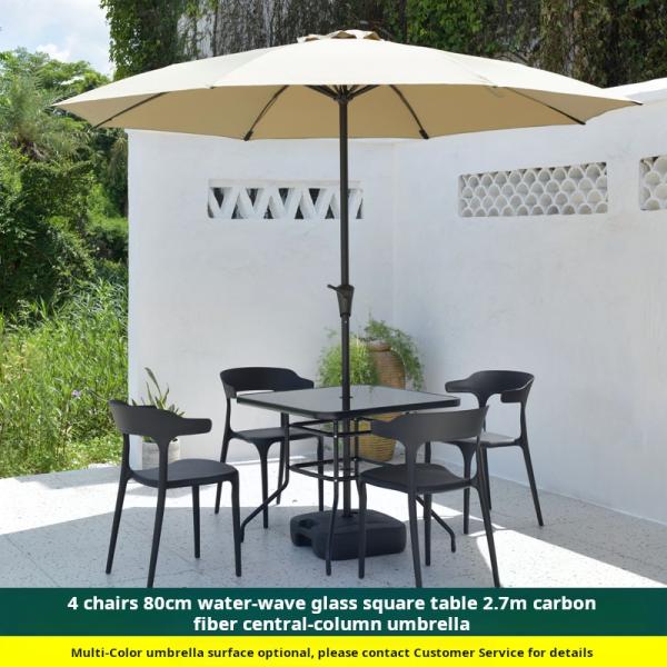 Contemporary Balcony Dining Set Metal Table And Stackable Chairs For Outdoor Leisure
