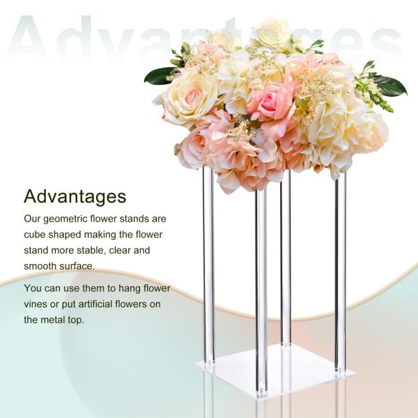 Plain 15,7 pouces haut Acrylique Fleur Stand Pour les noces Déjeuner Pièces centrales