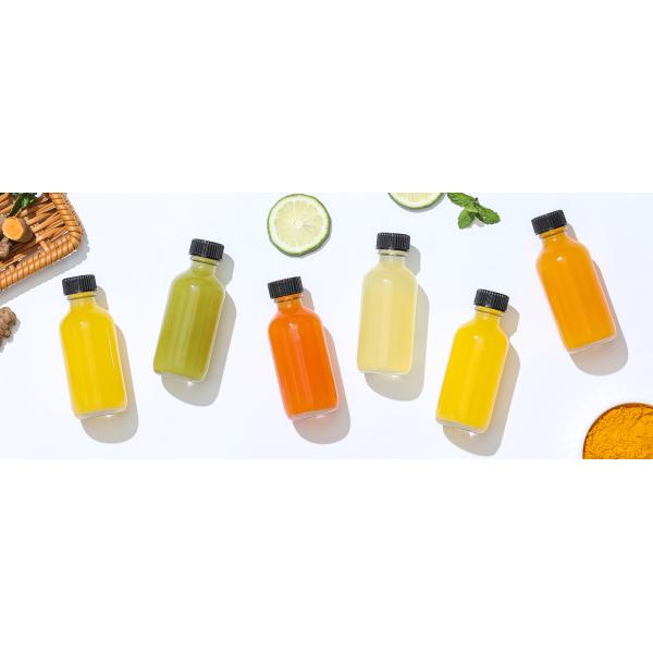 Small Clear Glass Bottles With Lids Boston Sample Bottles for Potion, Juice, Wellness, Ginger Shots, Whiskey, Liquids