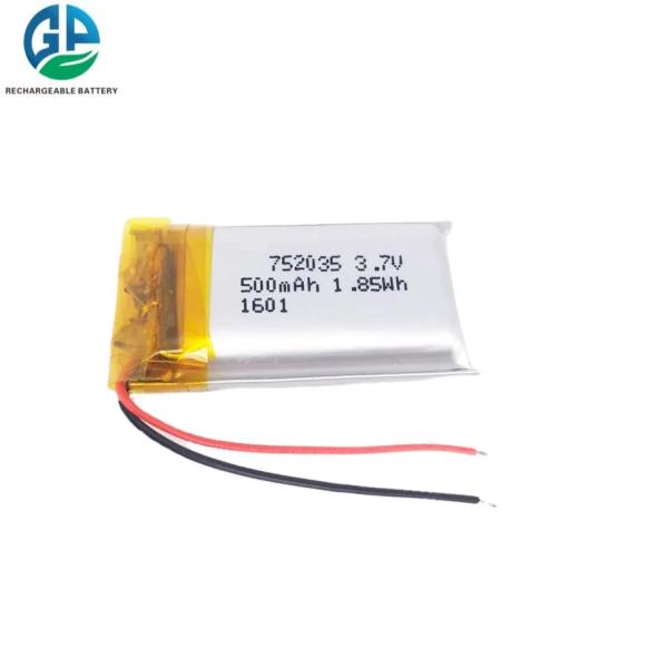 752035 500mah 3.7v Batería recargable Li Poly para reproductor de audio