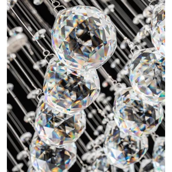 Customized Modern Living Room LED Wave Rectangular String Crystal Lamp Hotel Engineering Crystal Hanging Chandeliers