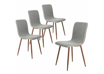 Back Brown Metal Legs Contemporary Dining Chairs With Fabric Cushion Seat