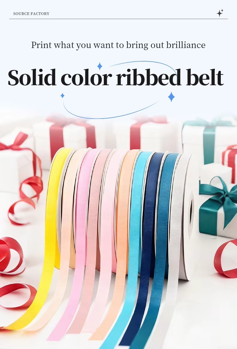 Factory Direct 3/8 Inch Plain Color Grosgrain Ribbon Wholesale 196 Color Ribbon Box and Gift Packing