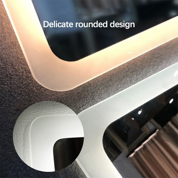 Dimmable Bathroom Mirror Frameless Wall Defogger LED Mirror With Light Color Change