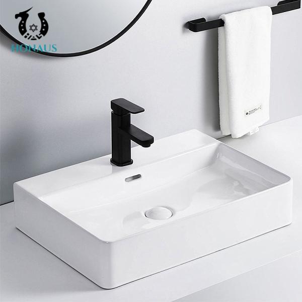 600*370*140mm Rectangular Countertop Sink Semi Recessed Countertop Basin