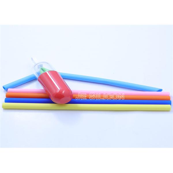 10g Flexible Silicone Straws , Extra Long Silicone Straws With Cleaning Brushes
