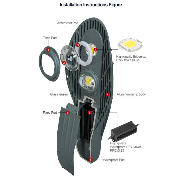 Industrial 50W Led Cobra Head Street Light Fixtures Aluminum Alloy Shell
