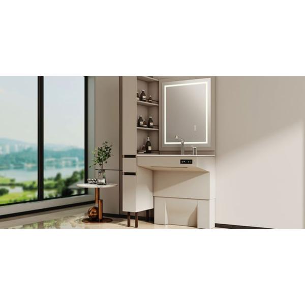 Modern Burnished Solid Wooden Bathroom Cabinet with Acrylic Door Panel and Countertop
