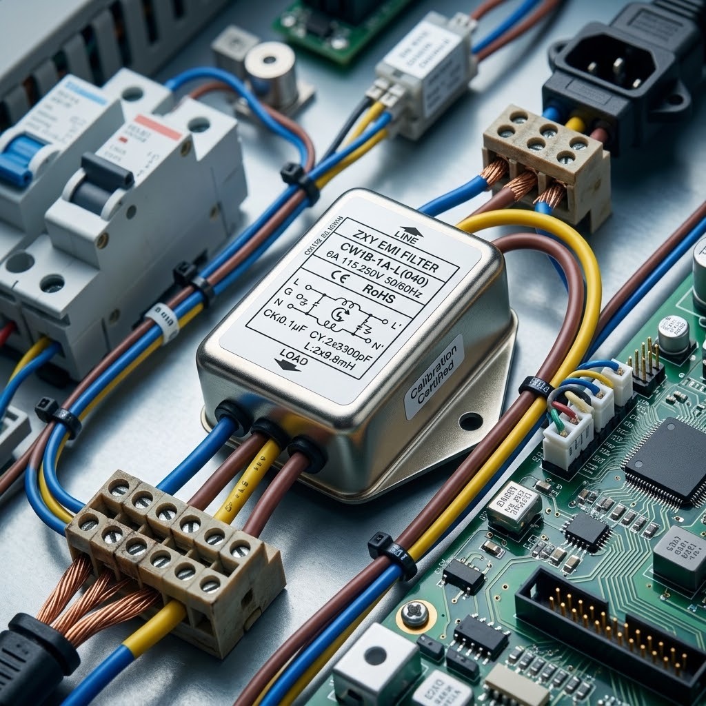 EMI Filter CW1B-1A-L 6A High EMI Suppression Single Phase AC Power Filter with Plug-and-Play Design