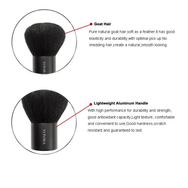 Классическая щетка макияжа Кабуки выстрела с полным зарядом с дополнительными мягкими волосами козы