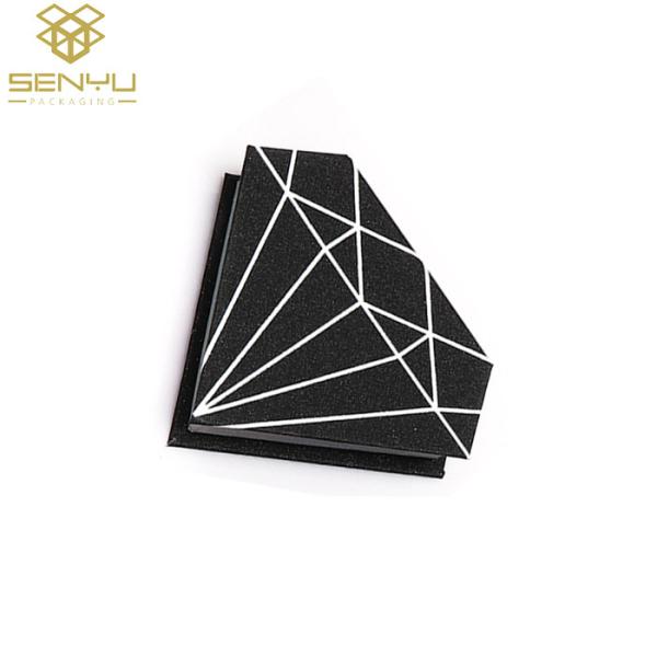 Eco Friendly Cosmetic Packaging Boxes / Black Glitter Paper Card Eyelash Box
