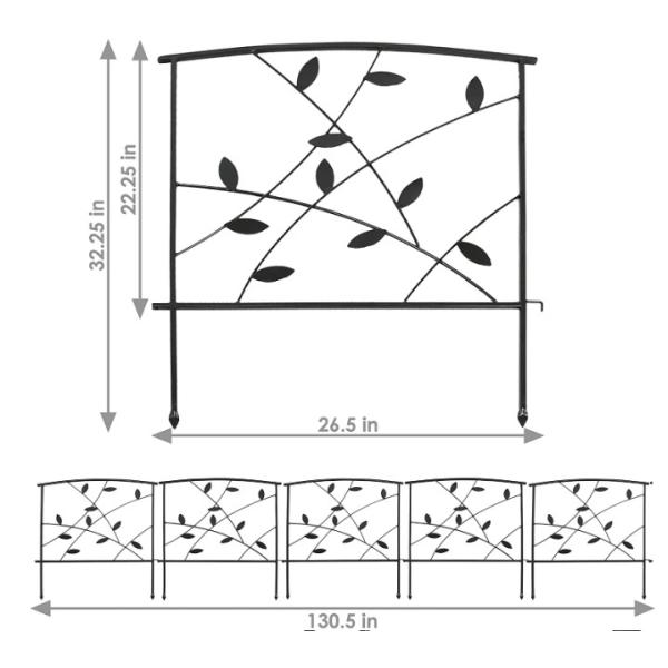 Водостойкие черные декоративные металлические панели ограждения садов для цветочного клумбы 32 дюйма