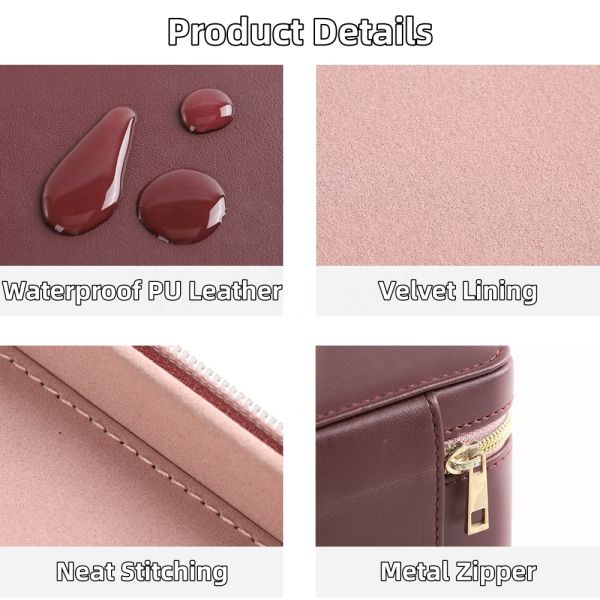 OEM ODM Custom 4 Slot Watch Box Luxury PU Leather Case Velvet Lining Durable Zipper Closure