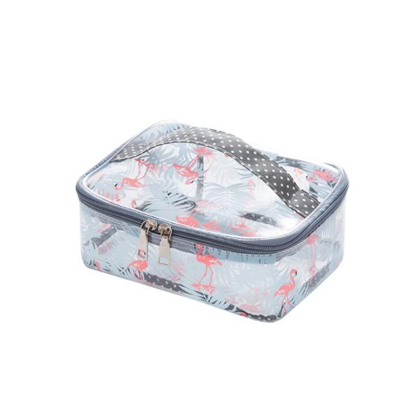 Travel Portable Pink Wash PU Transparent PVC Cosmetic Bag