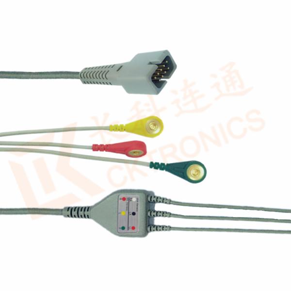 Ecg Patient MEK Cable 9 Pin One Piece 3 Leads for MEK MP1000  MP600  MP500