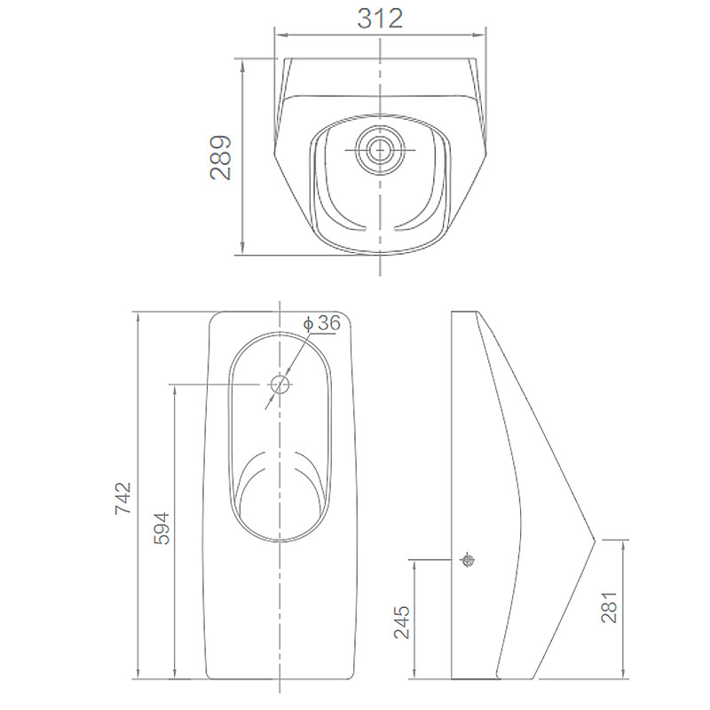 Стена WC Bathroom повиснула материал шаров 289x312x742mm писсуара керамический