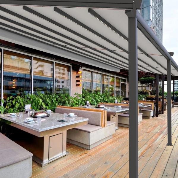 All Aluminium Retractable Fabric Pergola 10x10 12x12 12x16 For Backyards Buildings