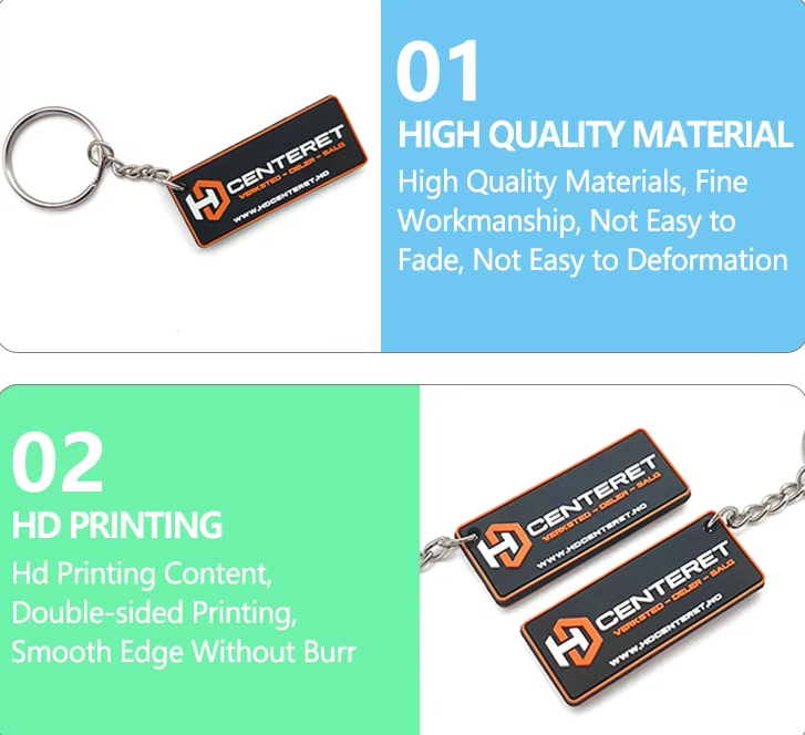 Custom 3D Soft PVC Keychain With Ring Promotional Business Gift Die Cut Irregular Shape Logo 