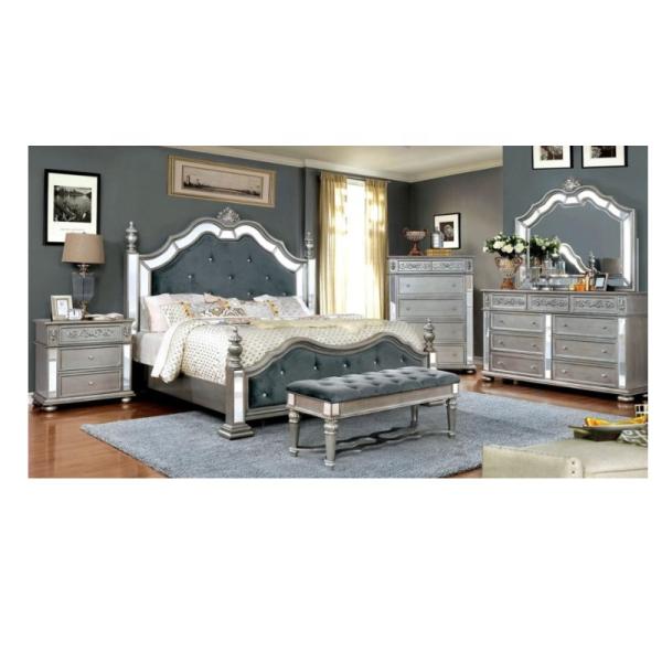 Wood Master Bedroom Furniture Upholstered Platform Bed