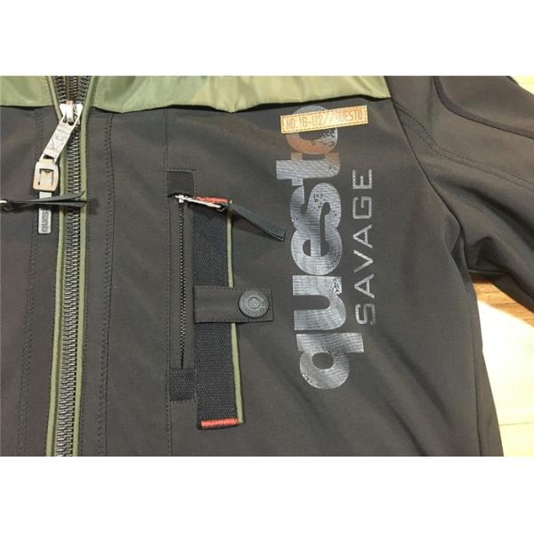 Undetachable Hooded Mens Polyester Jacket Olive And Black Color Male Winter Coat