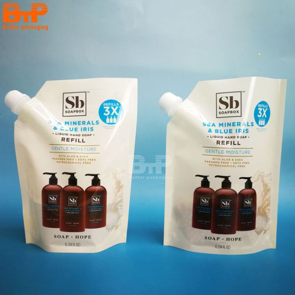 Custom Pouch Laminated Mylar Bags and Spout Top for Beverage Packaging Bag for Juice Milk Shampoo Face Facial Cream