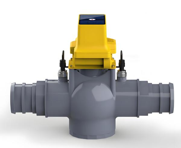 4in Smart Solar-Powered 3-Way PVC  Ball Valve for Automatic Irrigation, Wireless 4G/LoRaWAN APP Control & Water Management