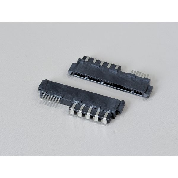 SAS 29P Female PCB Connector with Positioning Peg, Ni/Au/Sn Plated Terminals, 1.27mm Pitch Electronic Terminal Connector for Customization in Server & Automotive Applications