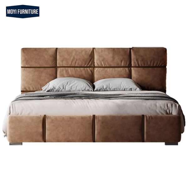 Storage Upholstered Platform Bed Base Modern Linen Fabric Soft Bedroom Furniture Slipcovered Tatami Tuffed Low King Size