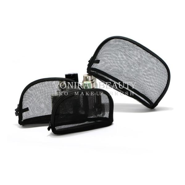 хранение гигиенической косметикаи сумки макияжа молнии сетки черноты моды женщин косметического случая перемещения 3Пкс