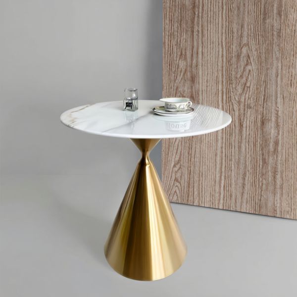 Sturdy Durable Gold Iron Base Corner Table Exquisite Modern Rock Slab for Living Room Sofa Side Coffee Office-Metal Wholesale
