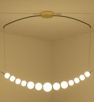 Linear Glass Pendant Lamps 32W 3000K Warm Light White Glass Ball Custom Pendant Light