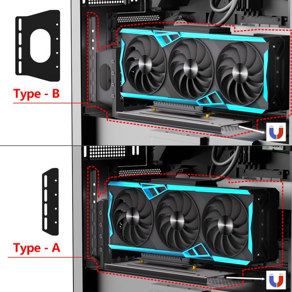 3 Slots Vertical GPU Mount Bracket with Durable Metal Construction for Space Optimization in PC Cases