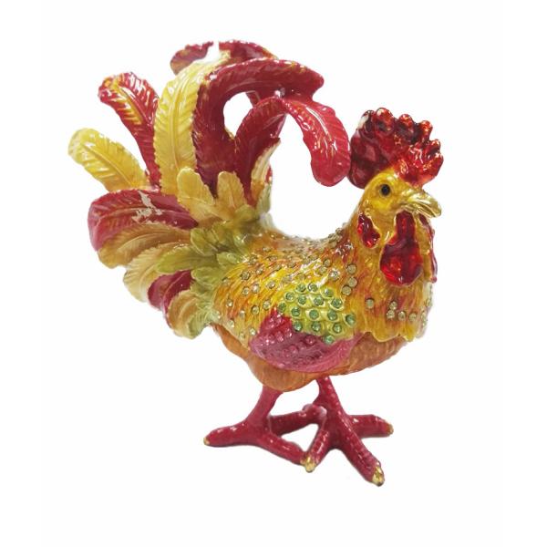 New arts and craft rooster metal jewelry box pewter  rooster trinket box  rooster decorative box