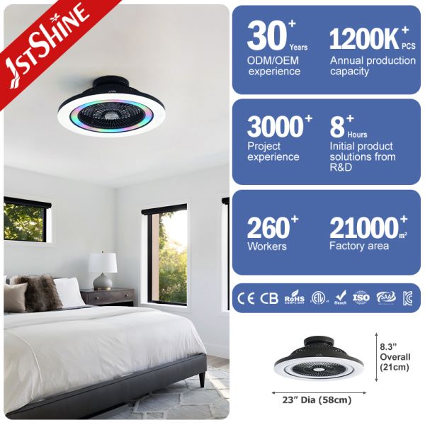23 Inches LED Ceiling Fan with DC Motor, Remote Control, and 10-Year Motor Warranty