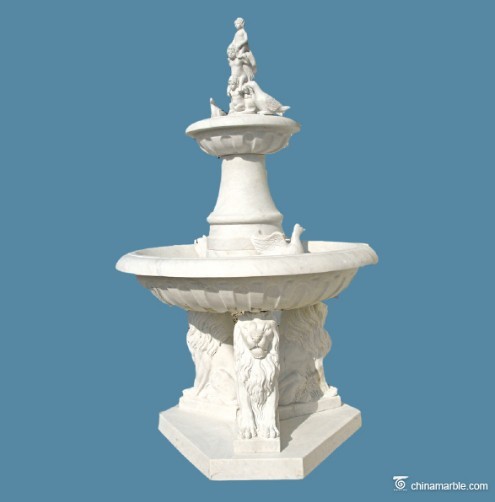 Lion Head Carved Marble Fountain Stone Water Outdoor Decro