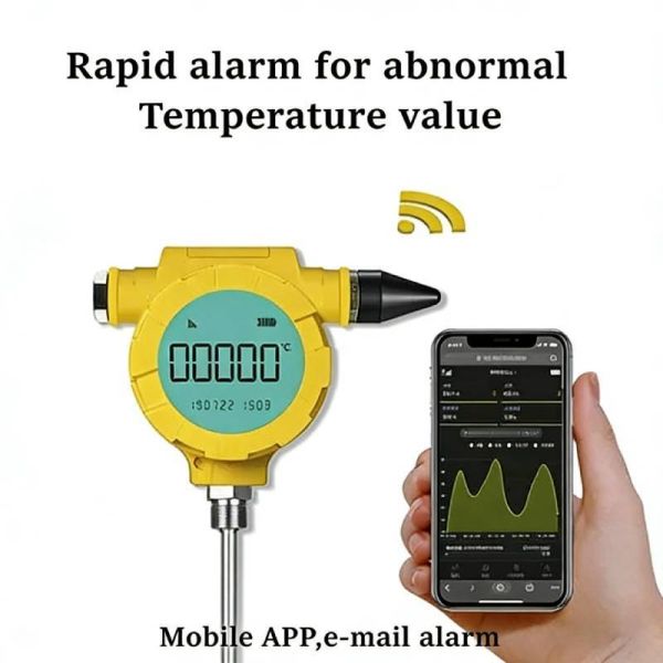 NPT1/2 PT100 Temperature Transmitter4G LoRaWAN Pressure Gauge Smart Wireless Temperature Recorder