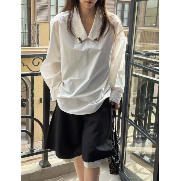 100% pure cotton spring and summer fashionable lazy French bob shirt