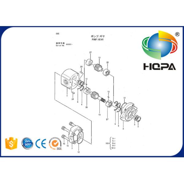 0408207 Hydraulic Gear Pump Seal Kit For Excavator Hitachi  EX100-2