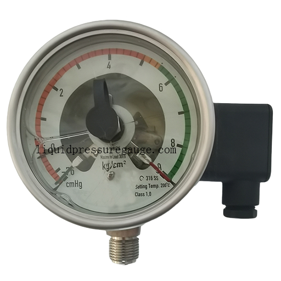 Liquid 9 Kg Per CM2 4 Inch 10cm Electric Contact Pressure Gauges 3/8'' NPT