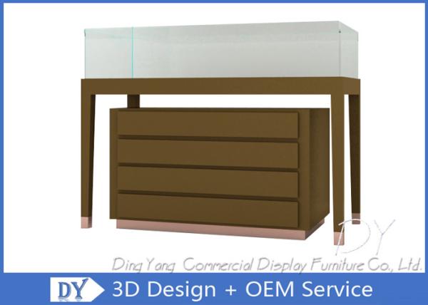 Modern MDF Jewelry Showcase Display Mirror Gold Recessed Kick Plate 1200 X 550 X 950MM