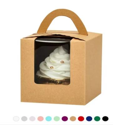 Hand Hanger Food Grade Takeout Bakery Cake Brown Kraft Paper Folding Box