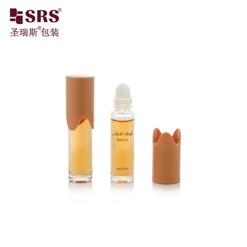 BLPY 10ml Empty Glass Roll On Bottle with Special Shaped Cap for Essential Oil