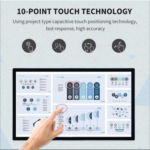 Wall Mounted Digital Signage with 1920x1080/3840x2160 Resolution and HDMI/VGA/DVI/AV/USB Inputs