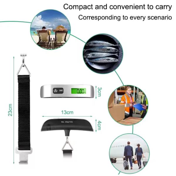 Travel Hanging Bag Power Battery Digital LCD Display Electronic Luggage Scale for Suitcase 50kg Maximum Weight Recommendation