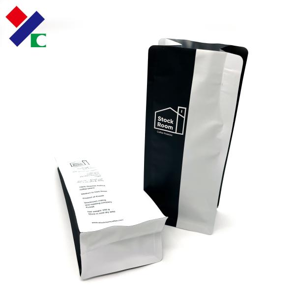 White Black Printing Coffee Packaging Bags Foil Barrier Airtight 250g 500g 1000g