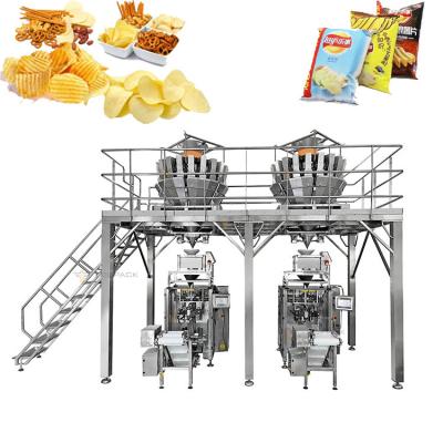 Máquina de embalagem automática de batatas fritas snacks com 20 cabeças