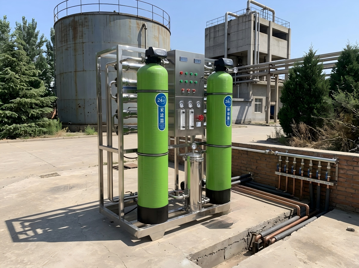 1000LPH Commercial RO Water Treatment System With 2-Stage FRP Pretreatment