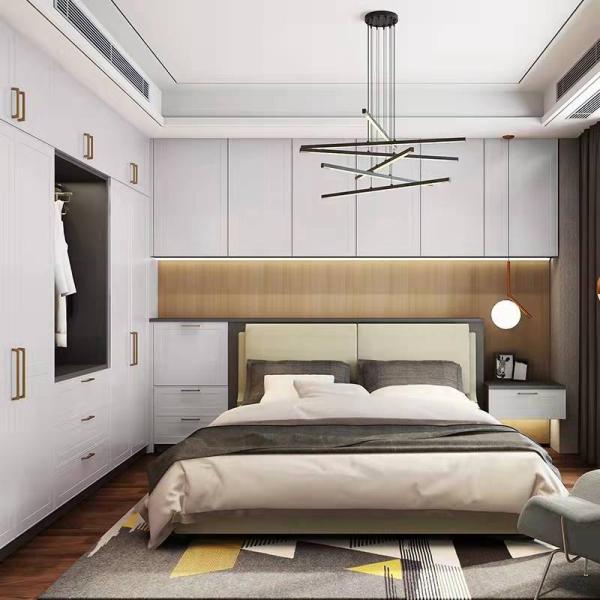 Modern Flat Pack Melamine Porta Automático Swing guarda-roupa em acabamento fosco