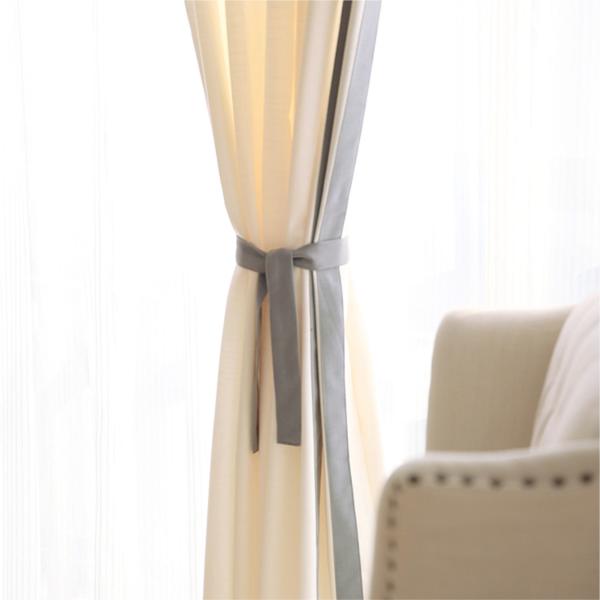 100% Linen Cotton Window Curtains , Country Style Grey And White Curtains